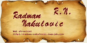 Radman Nakulović vizit kartica